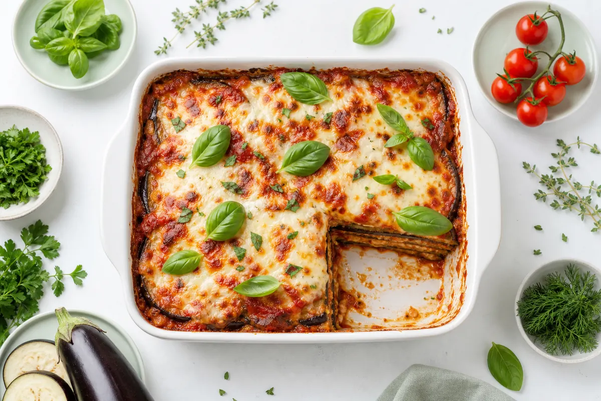 Italiaanse aubergine uit de oven (parmigiana di melanzane)
